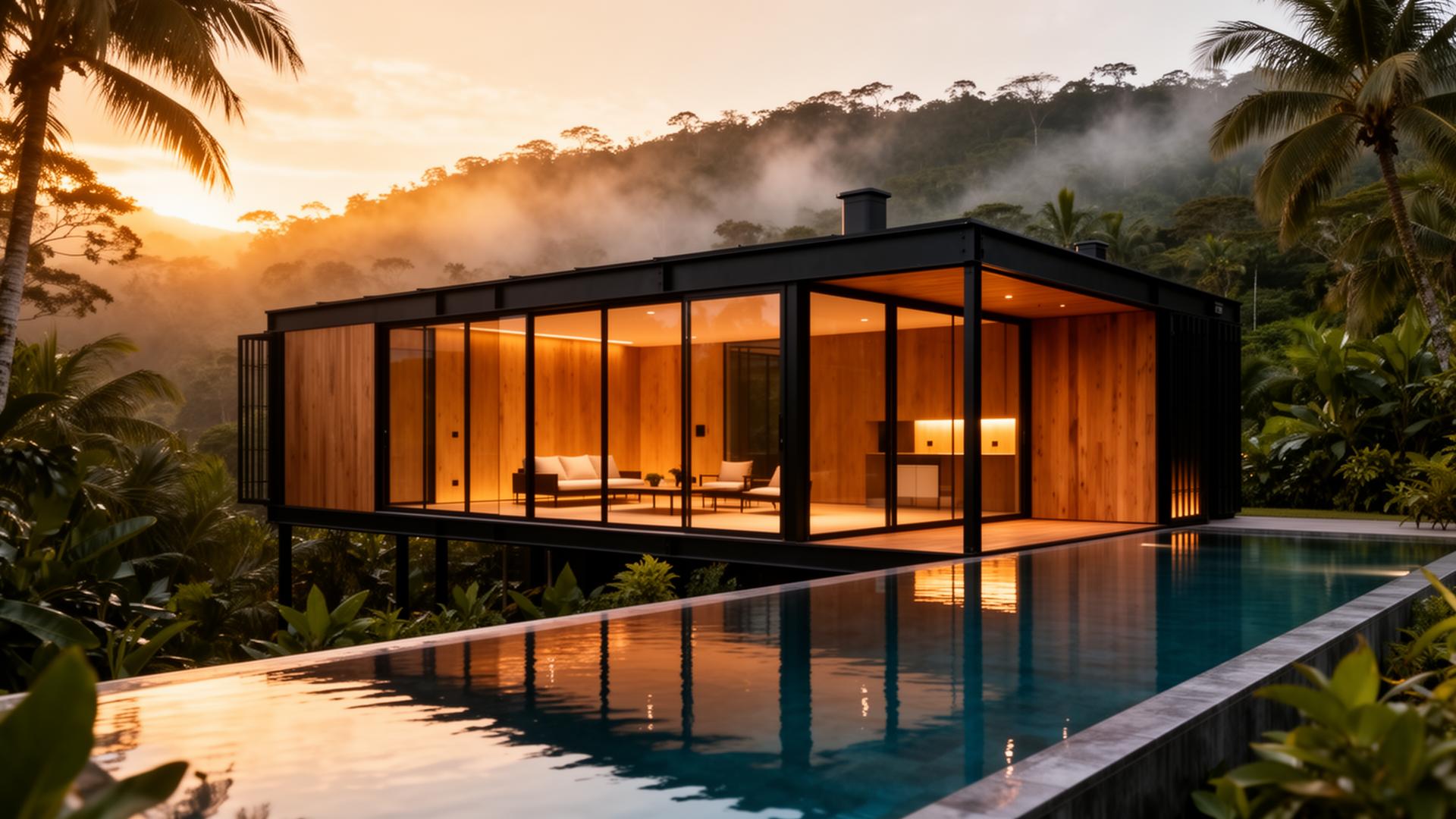 Casa modular GPX ao pôr do sol